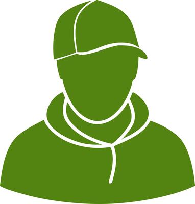 Green Silhouette of Person in Hoodie and Cap for Profile Placeholder