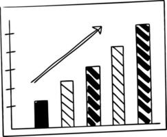 Hand Drawn Business Growth Bar Chart with Upward Arrow Illustration vector