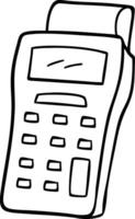 Hand Drawn Illustration of a Calculator with Receipt Roll vector