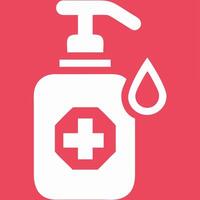 Hand Sanitizer Bottle with Medical Cross and Droplet vector