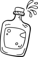 Hand-Drawn Illustration of Potion Bottle with Splash Effect vector