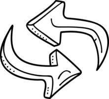 Hand-Drawn Rotating Curved Arrows Symbolizing Cycles and Continuity vector