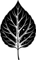 Intricate Black Leaf Silhouette Nature Botanical Art Design vector