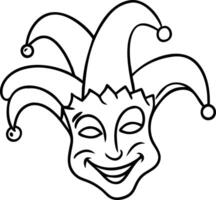 Jester Mask Line Art Illustrating Joyful Performer Symbol vector
