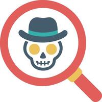 Magnifying Glass on Mysterious Skull with Hat Illustration for Halloween vector