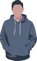 Minimalist Illustration Faceless Person Wearing Hoodie with Hands in Pockets vector