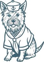 Nautical Dog Wearing Sailor Outfit Illustration for Fun and Whimsical Designs vector