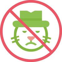 No Cats Allowed Sign Illustration with Hat and Red Prohibition Circle vector
