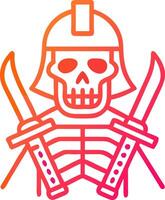 Neon Samurai Skull with Swords Illustration for Projects vector