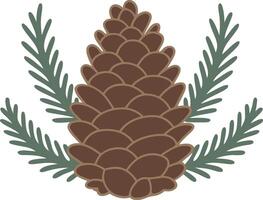 Pine Cone with Evergreen Branches for Nature and Holiday Design vector