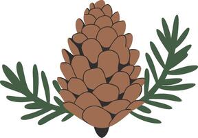 Pine Cone with Evergreen Branches Illustration for Seasonal Nature Themes vector