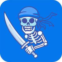 Pirate Skeleton with Sword Illustration for Halloween and Pirate Themes vector