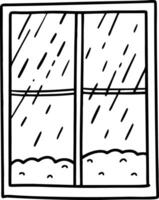Rainy Day Window View Illustration with Falling Raindrops vector