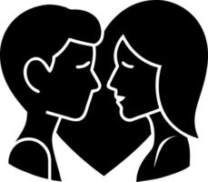 Romantic Couple Silhouette with Heart Symbolizing Love and Connection Art vector