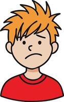 Sad Cartoon Boy with Orange Hair Illustration for Emotions and Expressions vector