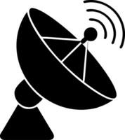 Satellite Dish with Signal Waves for Communication and Broadcasting vector