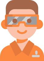 Safety Worker Wearing Protective Goggles and Uniform in Flat Illustration vector