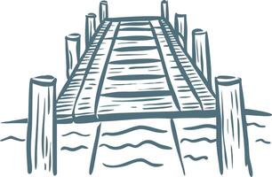Serene Wooden Pier Over Water Illustration for Nautical Themes vector