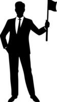 Silhouette Businessman Holding Flag Leadership Concept Illustration vector