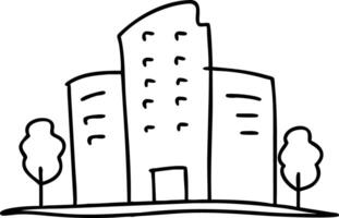 Simple Urban Cityscape Illustration with Trees and Buildings vector
