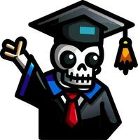 Skeleton Graduate Art in Cap and Gown with Red Tie Graduation vector