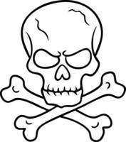 Skull and Crossbones Illustration Symbolizing Danger and Warning vector