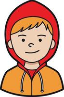 Smiling Child in Red Hooded Jacket Illustration for Youthful Design Concepts vector