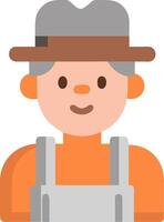Smiling Farmer Cartoon Character in Hat and Overalls Cute Illustration vector