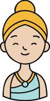 Smiling Woman Avatar in Yellow Headscarf and Blue Outfit Illustration vector
