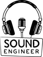 Sound Engineer with Microphone and Headphones Design for Audio Professionals vector