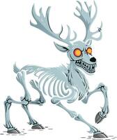 Spooky Ghostly Skeletal Deer with Glowing Eyes Illustration vector