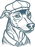Stylish Dog in Cap and Collar Illustration for Retro-Themed Designs vector