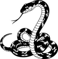 Striking Black and White Snake Illustration Curled Defensive Pose vector