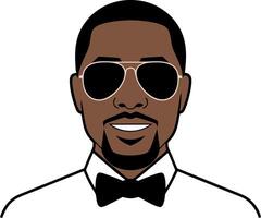Stylish Man with Sunglasses and Bow Tie Illustration vector