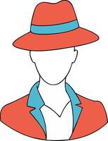 Stylish Retro Fashion Illustration Faceless Figure with Red Hat and Blazer Art vector