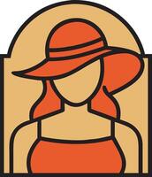 Stylish Woman in Hat Minimalist Art for Fashion and Design Use vector