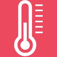 Thermometer Representing Temperature Measurement in Red Square Design vector