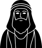 Traditional Middle Eastern Man Silhouette with Headscarf and Beard Illustration vector