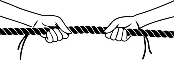 Tug of War Hands Gripping Rope Symbolizing Competition and Teamwork Illustration vector