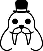 Art Walrus with Top Hat Line Drawing Silhouette vector