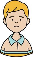 Cartoon Illustration of Smiling Boy Character in Casual Shirt vector