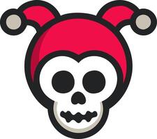 Cartoon Skull with Red Jester Hat for Halloween and Festivities vector