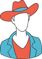 Illustration Faceless Figure in Cowboy Hat and Jacket vector