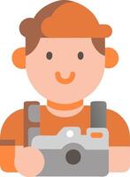 Illustration Happy grapher Character Holding Camera vector