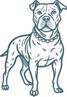 Illustration of a Strong Pit Bull Dog with Collar in Blue Tones vector
