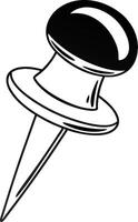 Illustration of Black and White Push Pin for Office and School Use vector