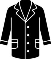 Illustration of Black Formal Coat with Buttons and Pockets on Grey Background vector