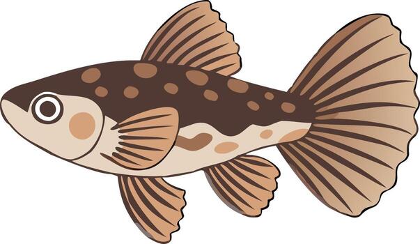 Illustration of Brown Spotted Fish with Patterned Fins for Aquatic Design Use vector