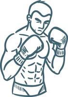 Illustration of Boxer in Fighting Stance Highlighting Athletic Strength vector