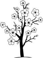 Illustration of Cherry Blossom Tree in Full Bloom for Decorative Use vector